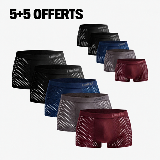 Pack de 10 boxers en bambou LOMEAR — 5+5 offerts
