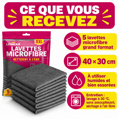 Contenu du lot et conseils d’entretien des lavettes microfibre