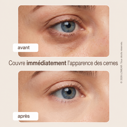 Contour de l'œil avant et après application du correcteur
