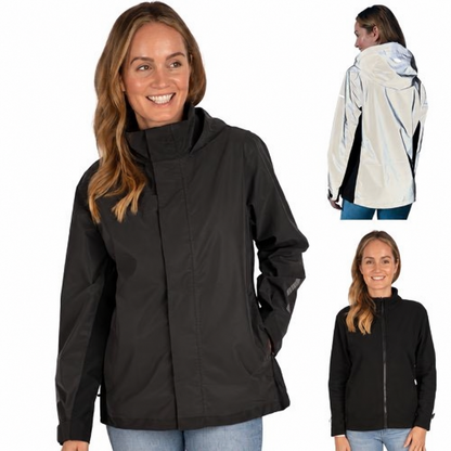 Veste 3-en-1 réfléchissante femme, extérieur, vue dos et polaire
