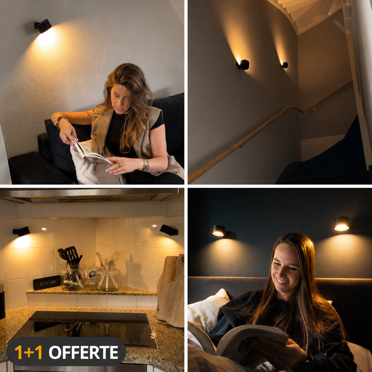Deux appliques LumiTouch au-dessus d'un lit