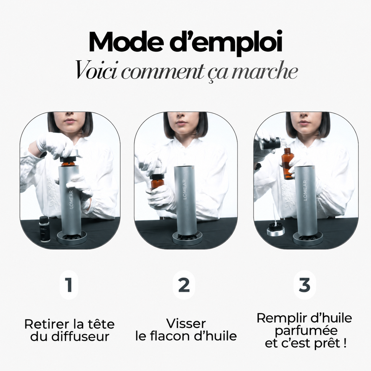 Trois étapes pour utiliser le diffuseur AURA ONE