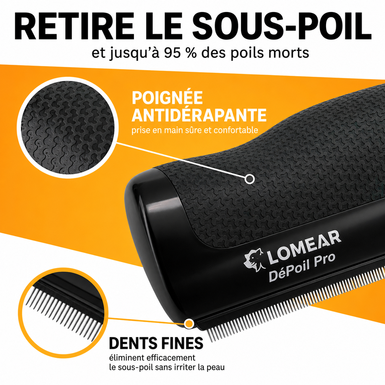 DéPoil Pro utilisée sur un chien à poil court