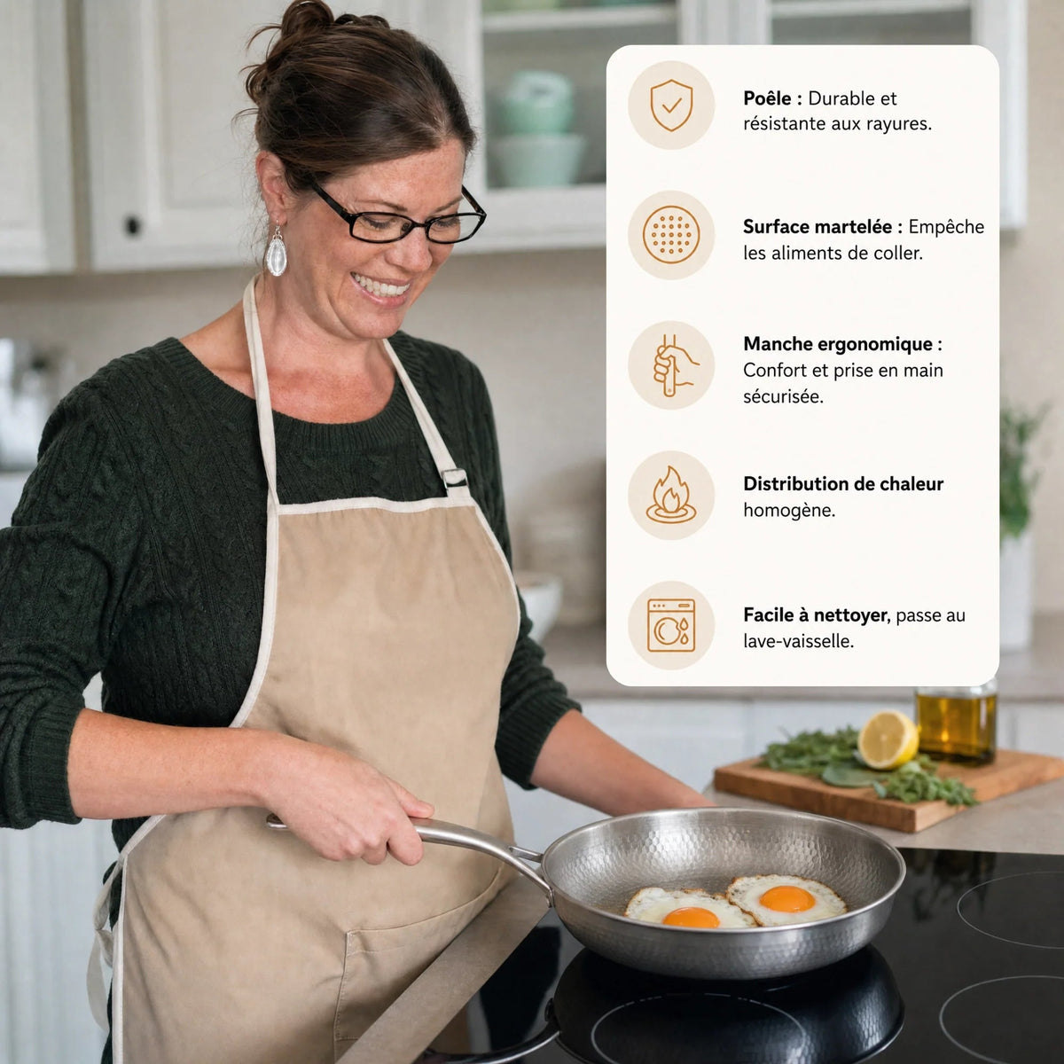 Présentation des caractéristiques de la poêle en cuisine