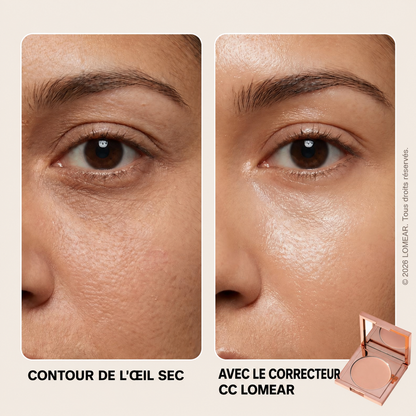 Contour de l'œil sec avant et après correcteur CC