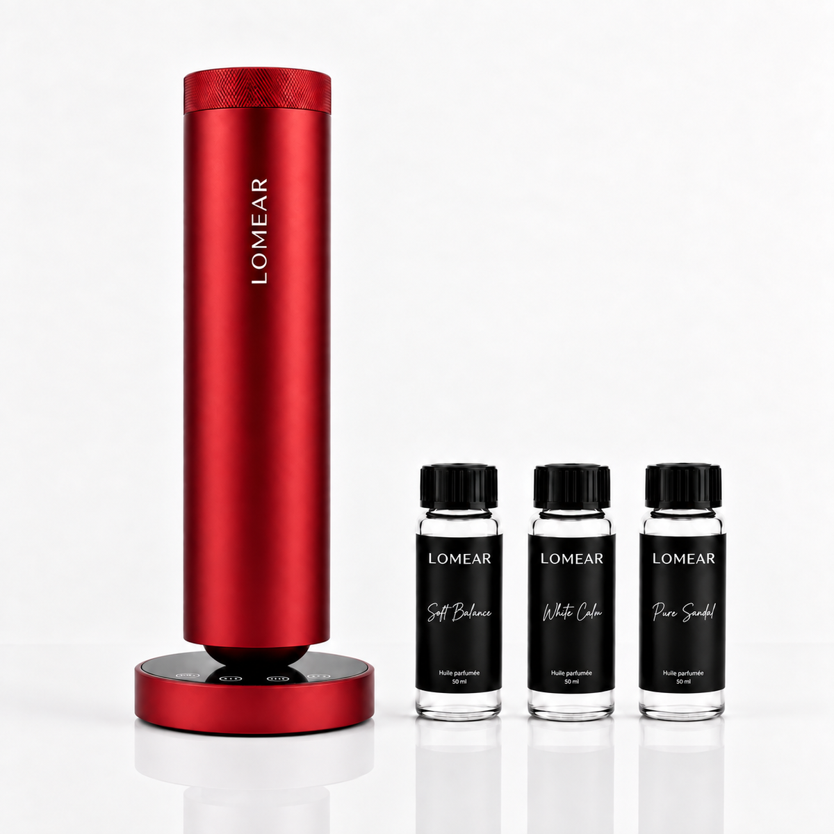 Diffuseur rouge AURA ONE avec les trois huiles du coffret