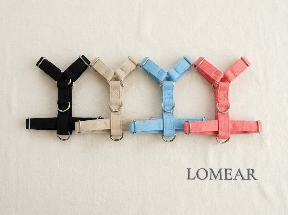 4 coloris disponibles : Noir Beige Bleu ciel Corail — harnais Lomear
