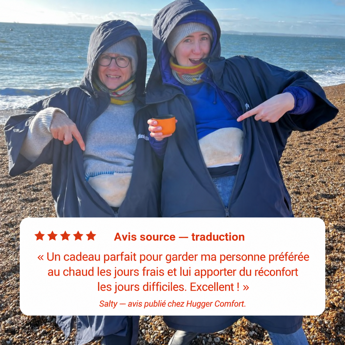 Avis de Salty publié chez Hugger Comfort, traduit en français