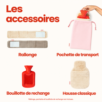 Accessoires de la source ; rallonge, pochette et bouillotte de rechange non incluses