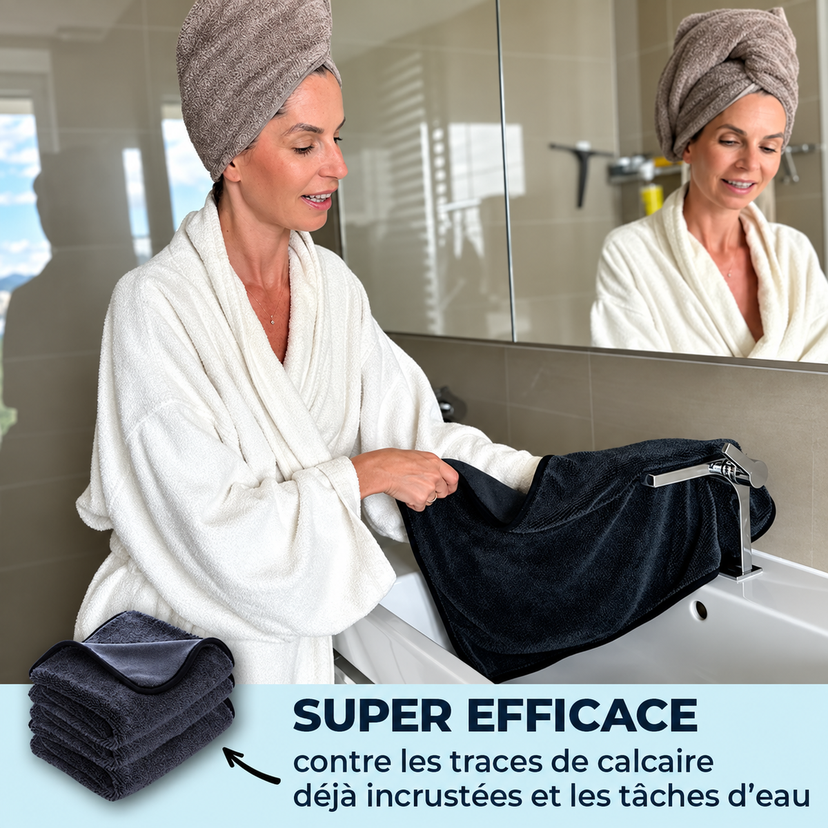 Chiffon microfibre LOMEAR — usage dans la salle de bain