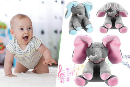 Éléphant Trumpy gris avec oreilles roses et bleues
