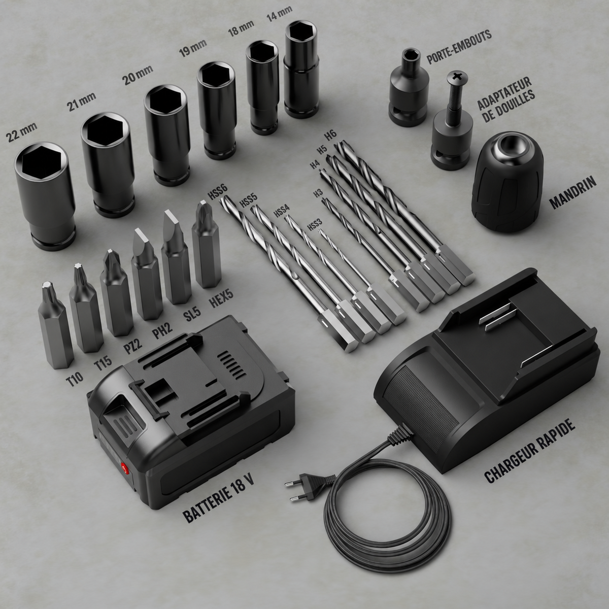 Coffret complet avec accessoires inclus