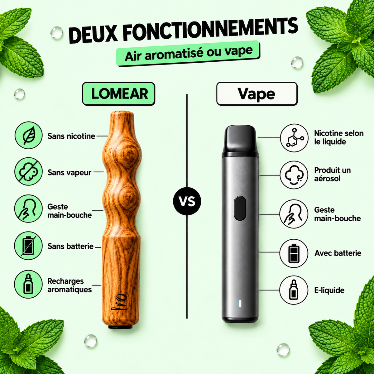 Différence de fonctionnement entre air aromatisé et vape