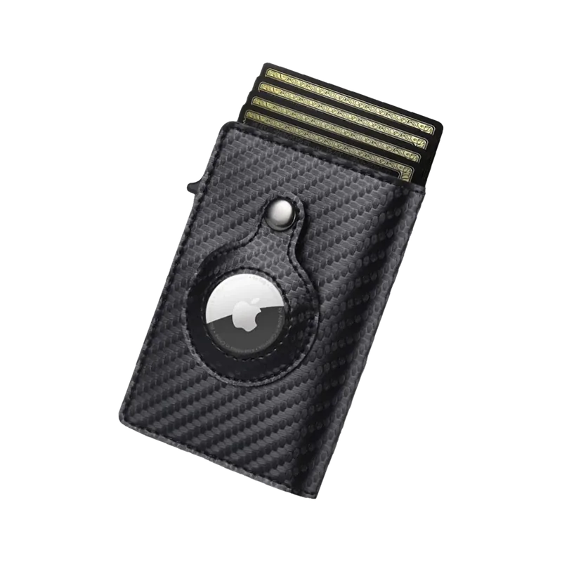 Portefeuille Slim carbone avec emplacement AirTag et cartes visibles