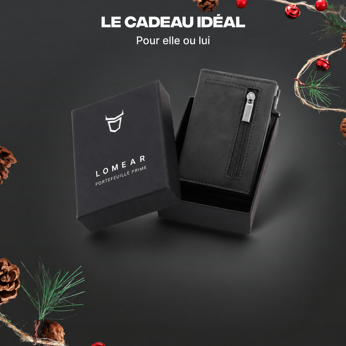 Portefeuille Prime noir dans son coffret cadeau