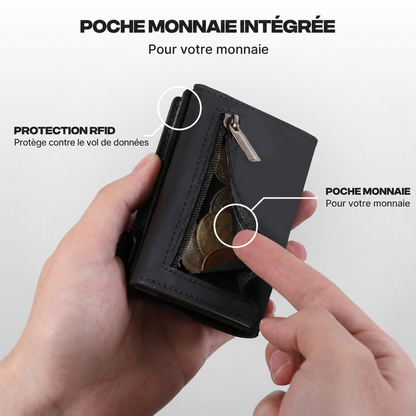 Poche monnaie zippée du portefeuille Prime noir
