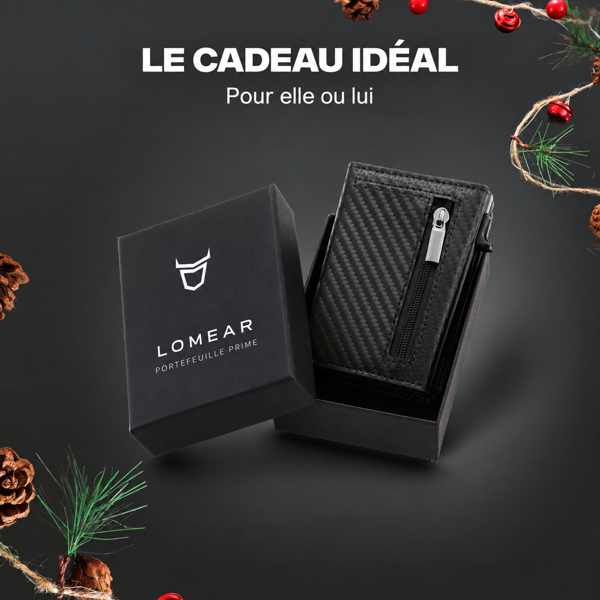 Portefeuille Prime carbone dans son coffret cadeau