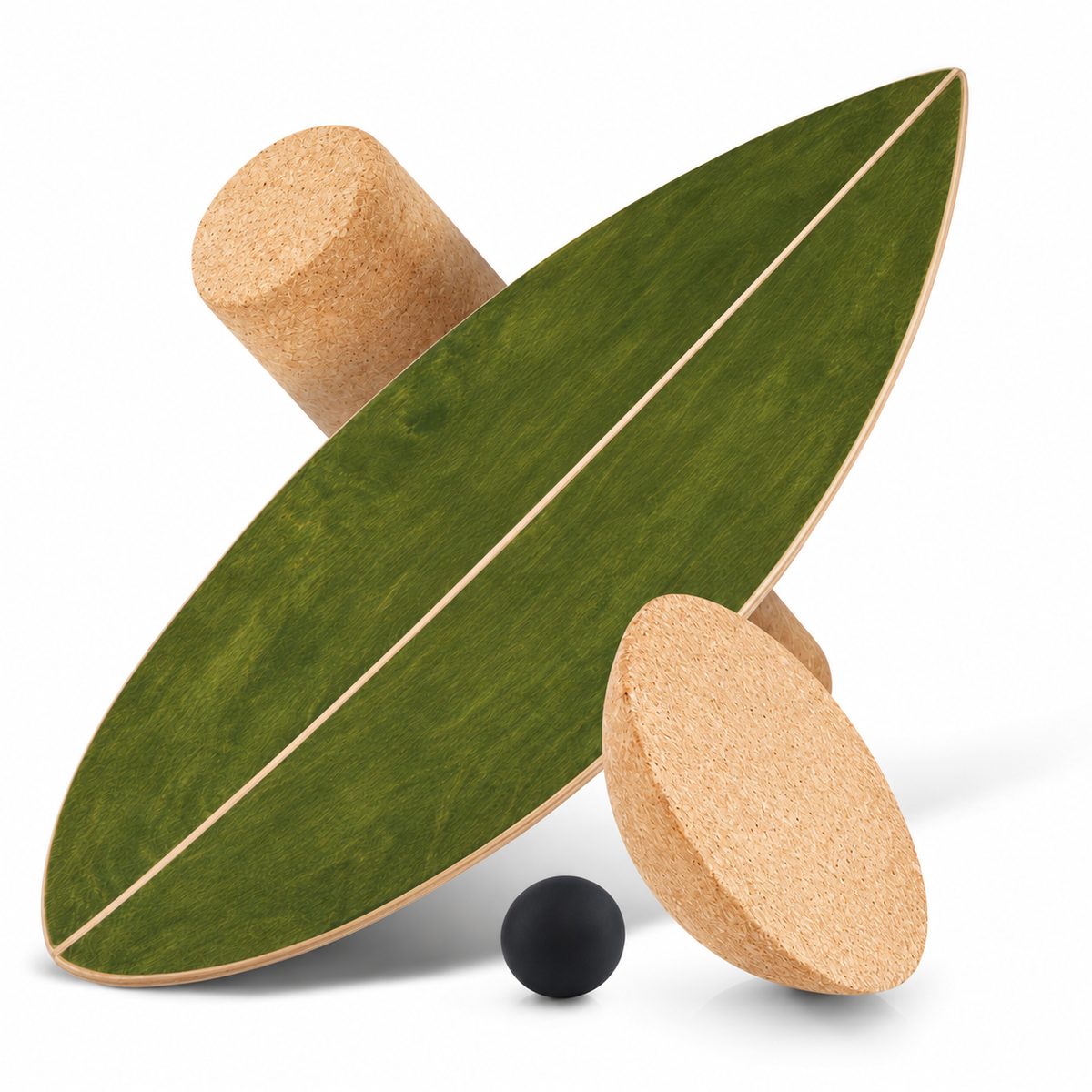 Set de planche d’équilibre vert feuillage avec ses trois supports