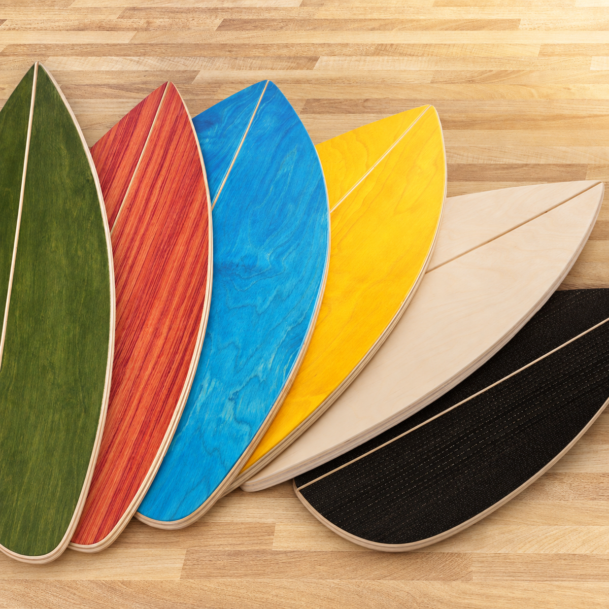 Les six couleurs disponibles pour la planche d’équilibre