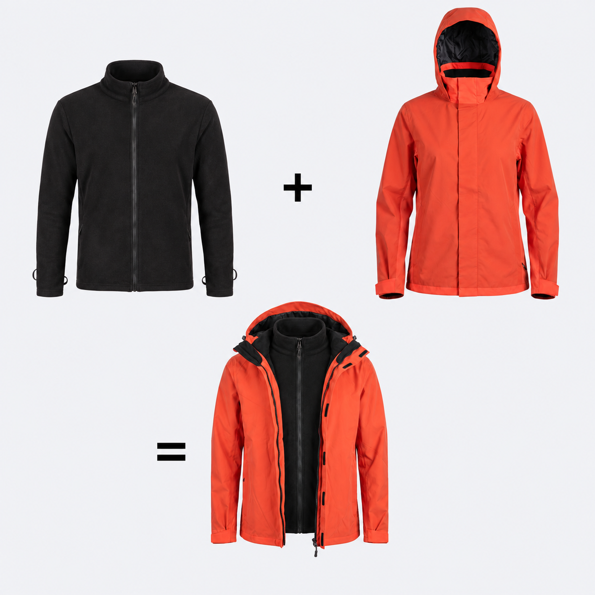 Polaire, veste extérieure et combinaison 3-en-1