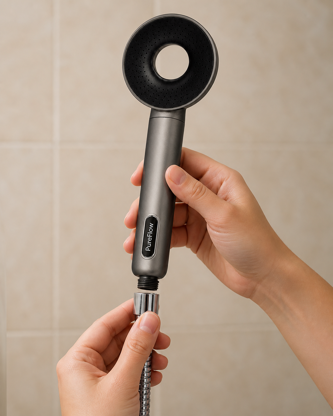 Raccordement du pommeau PureFlow à un flexible de douche