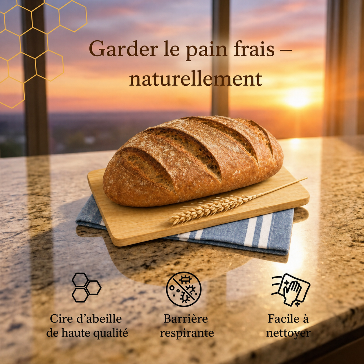 Pain artisanal conservé naturellement avec trois bénéfices de la cire d’abeille