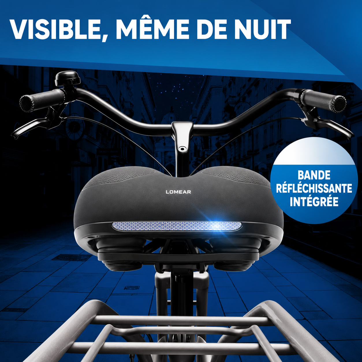 Réflecteur arrière visible sous la selle de vélo