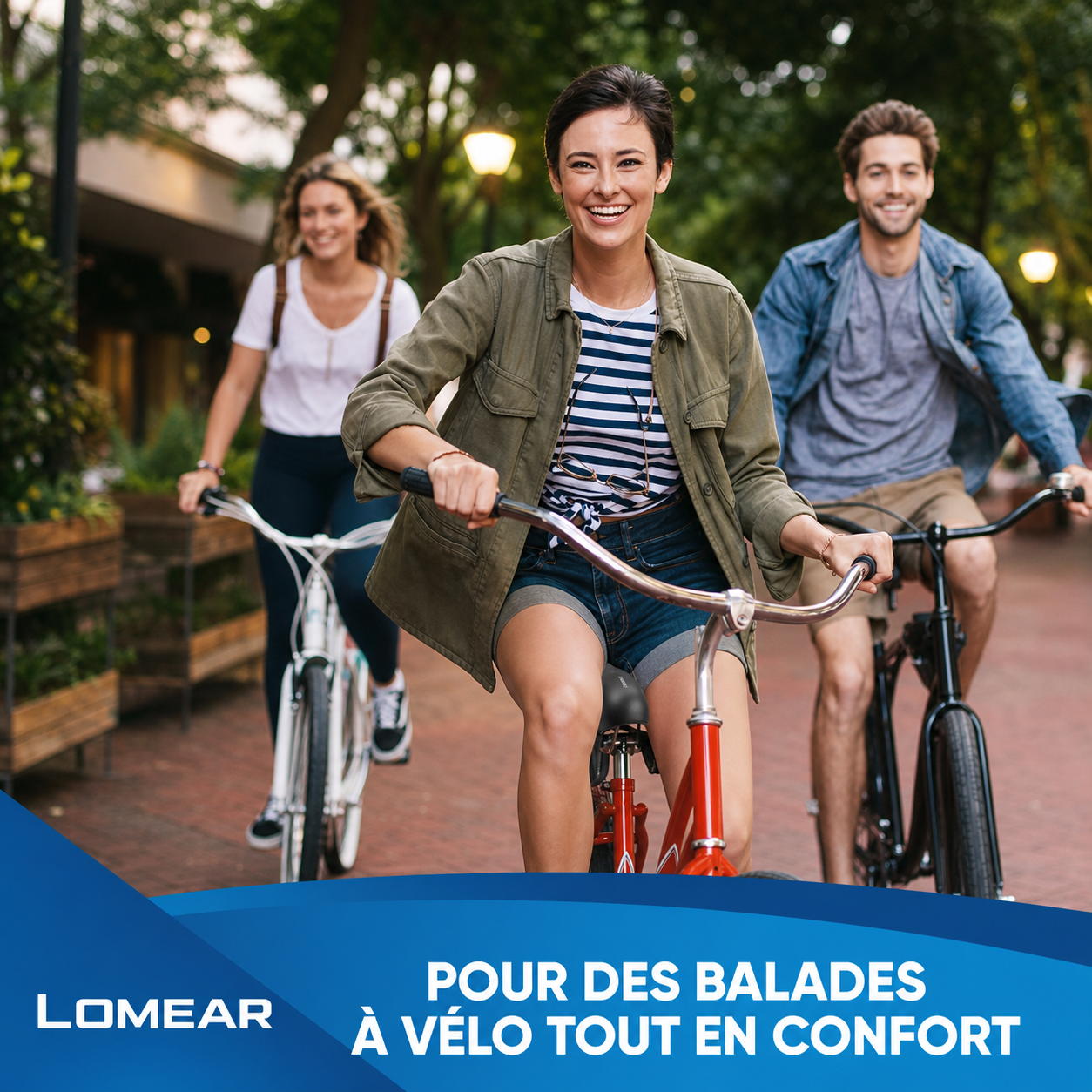 Cycliste utilisant la selle ergonomique en ville