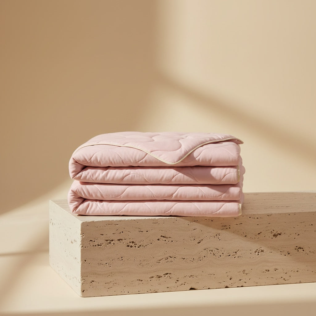 Couette AÉRA rose poudré pliée